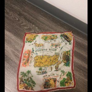 Vtg 50s 60s Puerto Rico Map Handkerchief